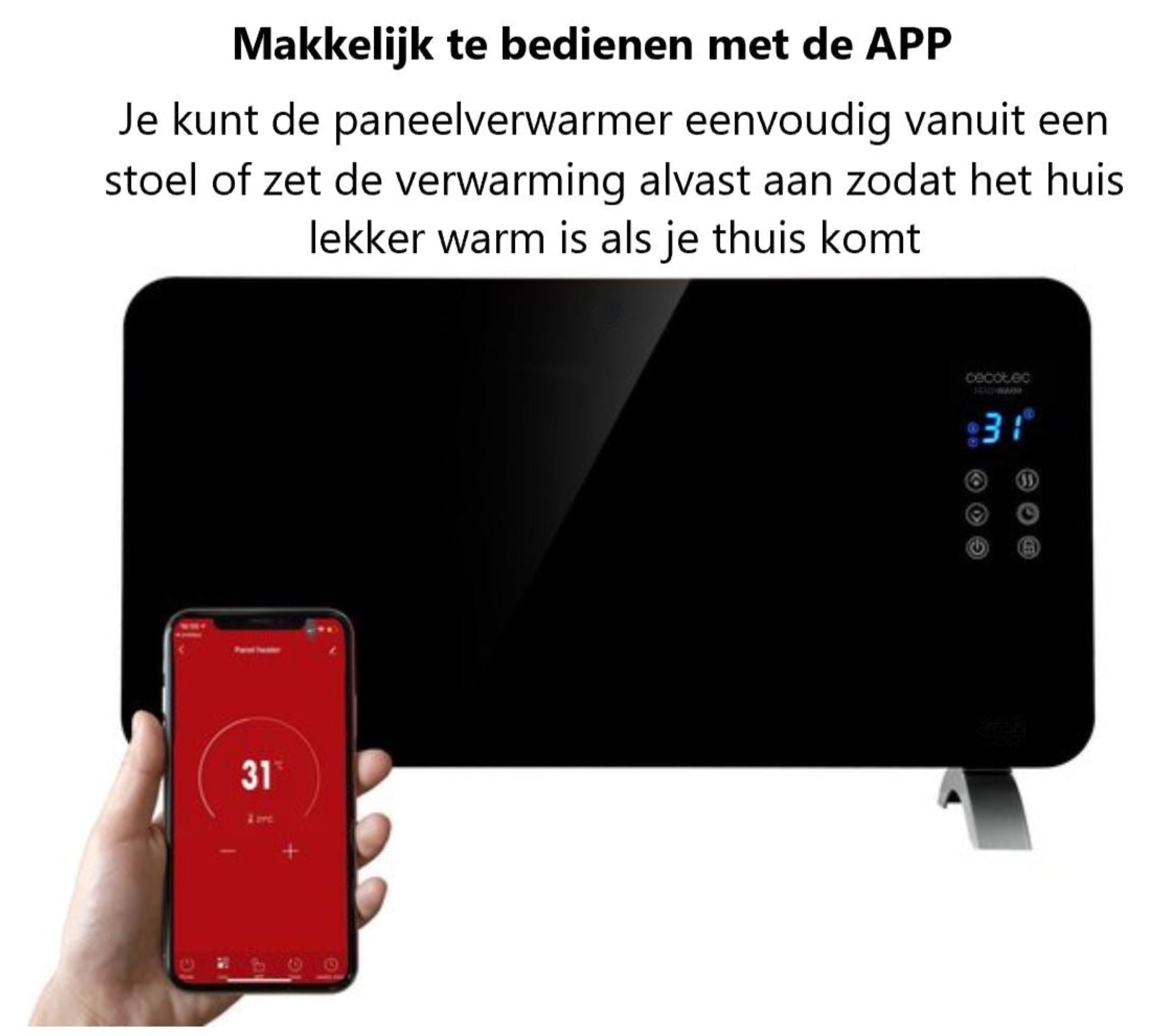 Cecotec Elektrische verwarming 1500W - Paneelverwarming met WiFi + App