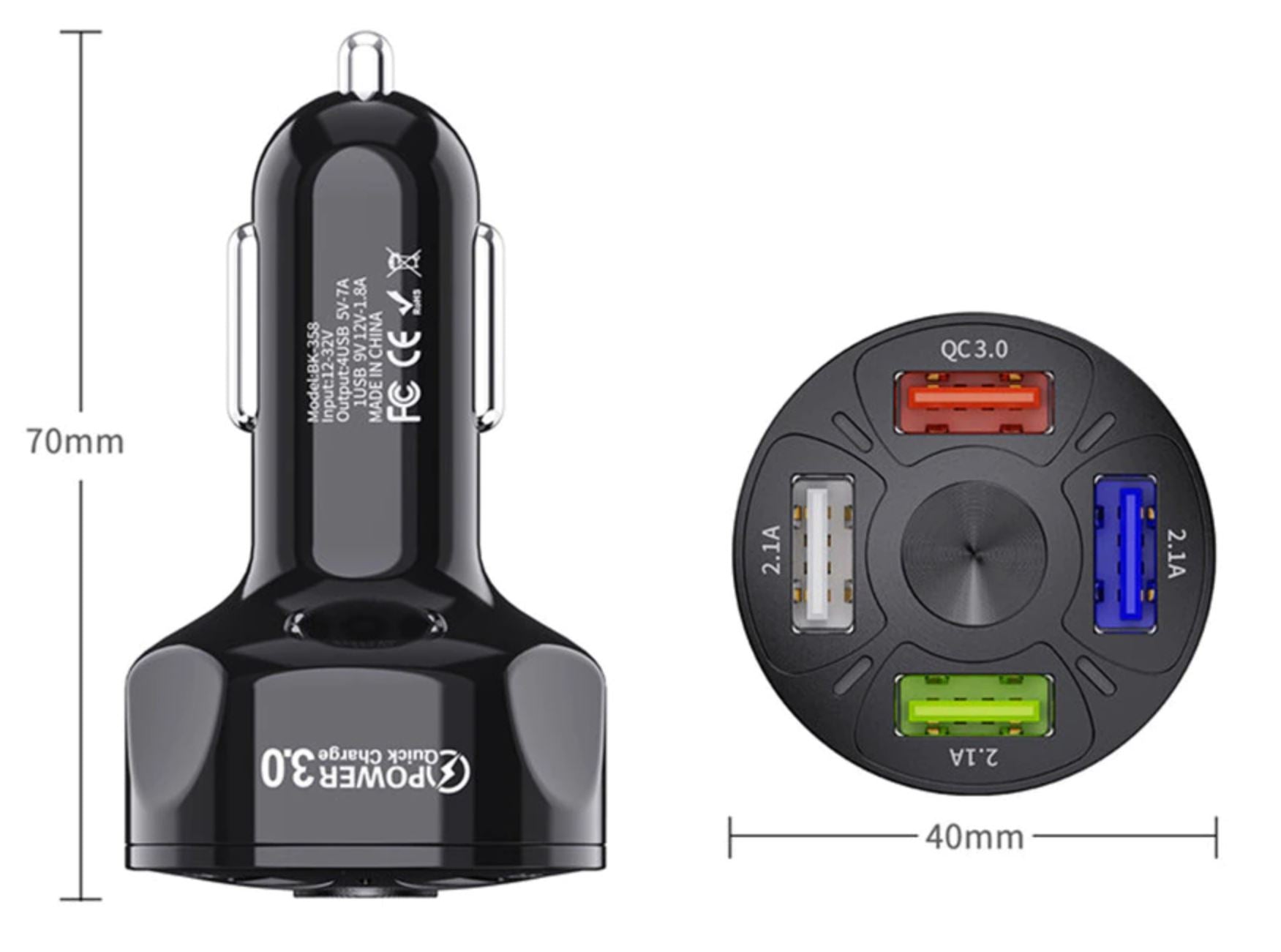 4 USB Poorten Autolader 48W - Geschikt voor alle apparaten